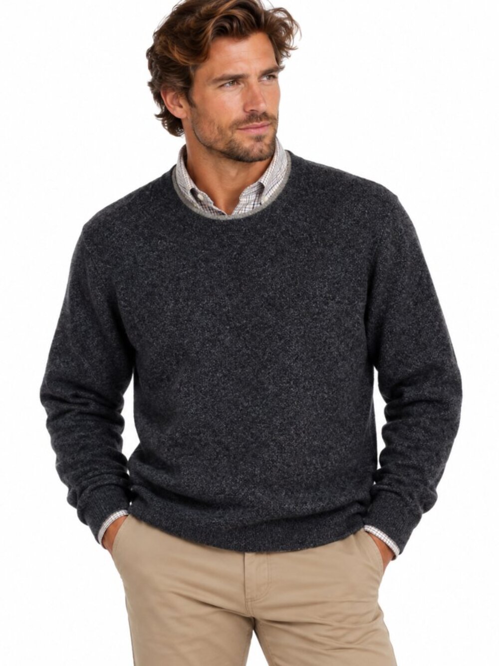 Woolrich Wool Blend Crewneck Sweater Large Dark Grey Heritage Preppy Office